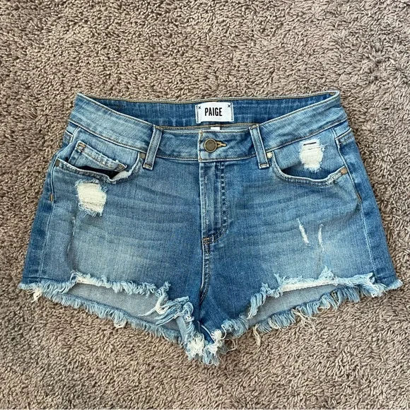 PAIGE denim Daryn Short Distressed Medium Wash - Picture 1 of 5